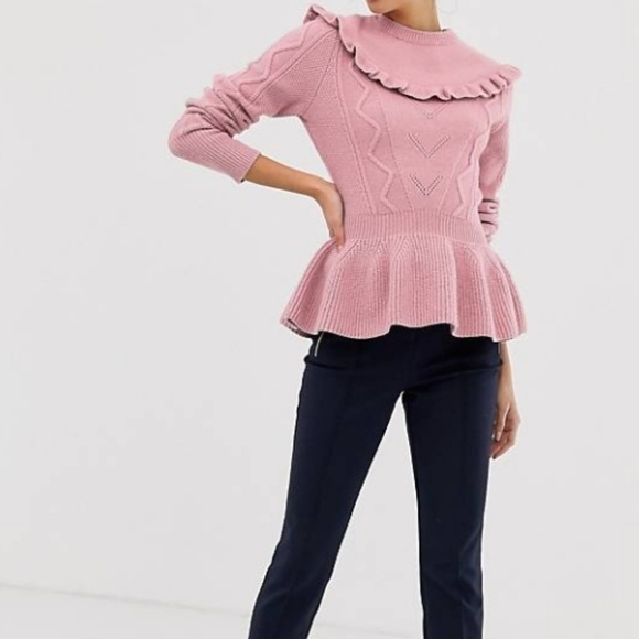 Ted Baker London Elsahi Yoke Detail Peplum Sweater - Picture 1 of 12